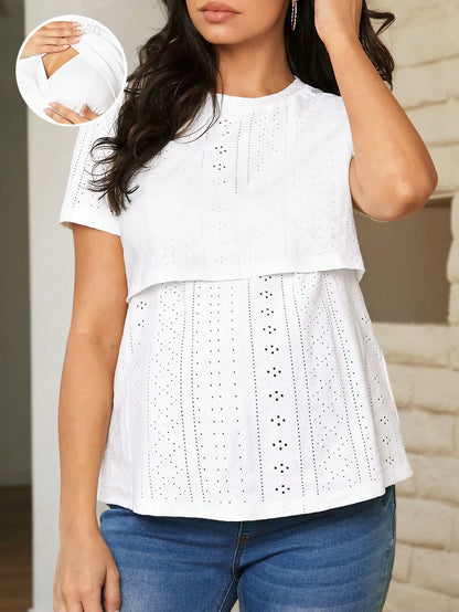 Pregnant Women's Home Nursing Top Simple Round Neck T-Shirt For Maternity World Cup