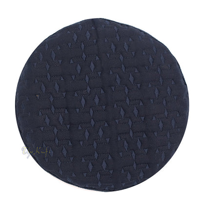 Premium Dark Navy Blue Padded Malawi Kufis - Handmade Round Embroidered Ghalib Motif Muslim Prayer Caps