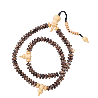 Premium Liwung Wood Tasbih 99ct - Natural Dark Brown 5x11mm Oval-shaped Wooden Beads
