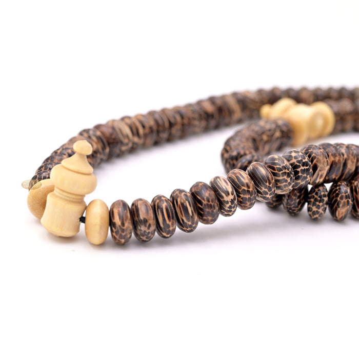 Premium Liwung Wood Tasbih 99ct - Natural Dark Brown 5x11mm Oval-shaped Wooden Beads