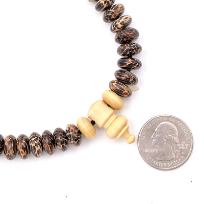 Premium Liwung Wood Tasbih 99ct - Natural Dark Brown 5x11mm Oval-shaped Wooden Beads