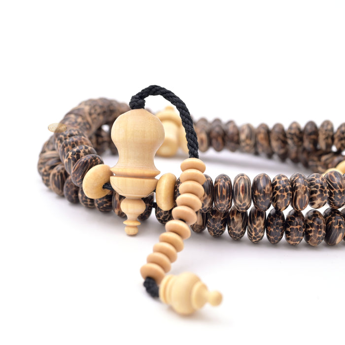 Premium Liwung Wood Tasbih 99ct - Natural Dark Brown 5x11mm Oval-shaped Wooden Beads