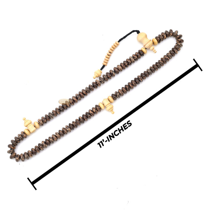 Premium Liwung Wood Tasbih 99ct - Natural Dark Brown 5x11mm Oval-shaped Wooden Beads