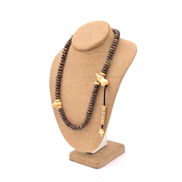 Premium Liwung Wood Tasbih 99ct - Natural Dark Brown 5x11mm Oval-shaped Wooden Beads