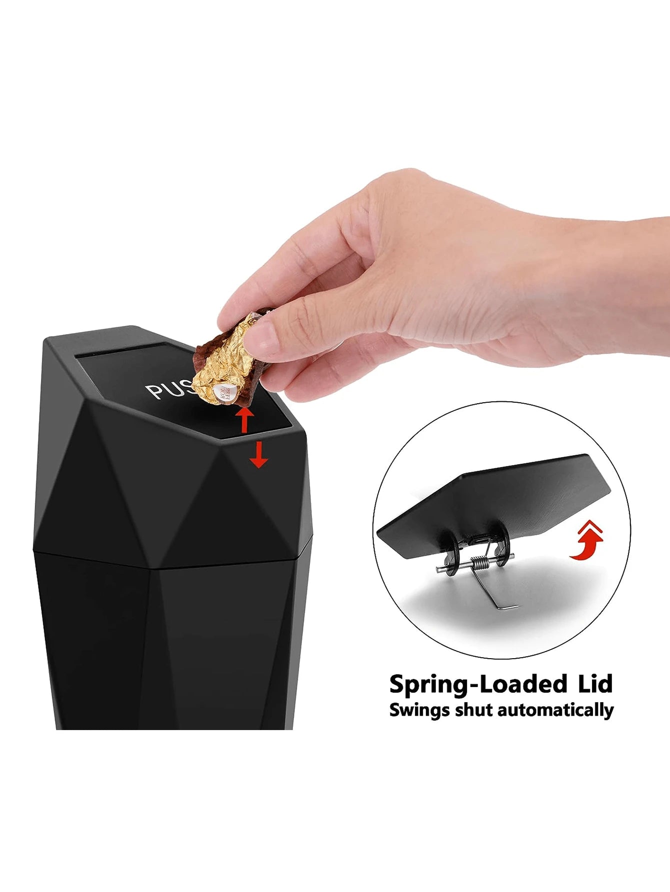 Press-Type Car Trash Can With Lid- 1pc, Mini Car Interior Accessory, Leak-Proof Trash Can, Multi-Purpose Storage Box And Organizer, Suitable For Car, Home, Office
