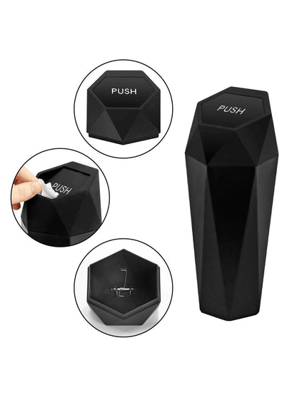 Press-Type Car Trash Can With Lid- 1pc, Mini Car Interior Accessory, Leak-Proof Trash Can, Multi-Purpose Storage Box And Organizer, Suitable For Car, Home, Office