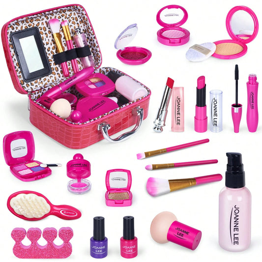 Pretend Makeup Kit For Girls, Kids Pretend Play Makeup Set- With Cosmetic Bag For Birthday, Toy Makeup Set For Toddler, Little Girls Age 3+ (Not Real Makeup) Christmas Gift