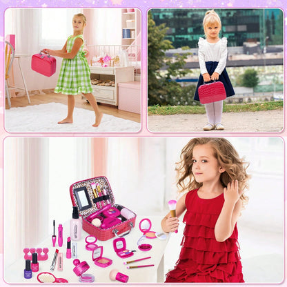Pretend Makeup Kit For Girls, Kids Pretend Play Makeup Set- With Cosmetic Bag For Birthday, Toy Makeup Set For Toddler, Little Girls Age 3+ (Not Real Makeup) Christmas Gift