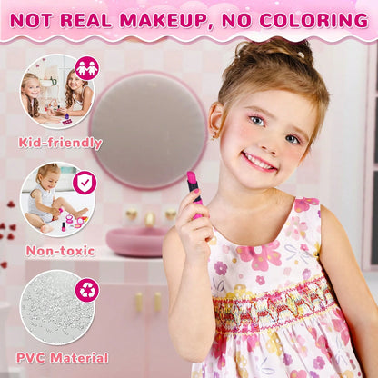 Pretend Makeup Kit For Girls, Kids Pretend Play Makeup Set- With Cosmetic Bag For Birthday, Toy Makeup Set For Toddler, Little Girls Age 3+ (Not Real Makeup) Christmas Gift