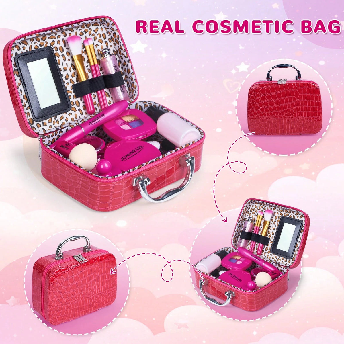 Pretend Makeup Kit For Girls, Kids Pretend Play Makeup Set- With Cosmetic Bag For Birthday, Toy Makeup Set For Toddler, Little Girls Age 3+ (Not Real Makeup) Christmas Gift