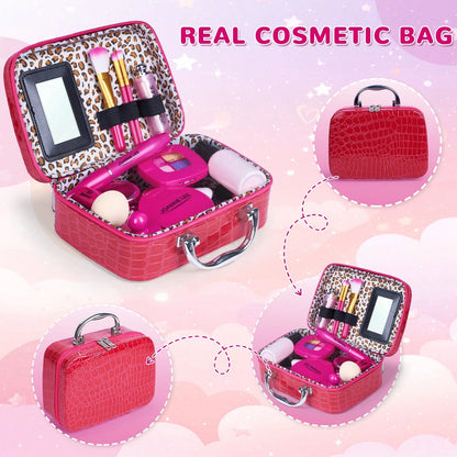 Pretend Makeup Kit For Girls, Kids Pretend Play Makeup Set- With Cosmetic Bag For Birthday, Toy Makeup Set For Toddler, Little Girls Age 3+ (Not Real Makeup) Christmas Gift