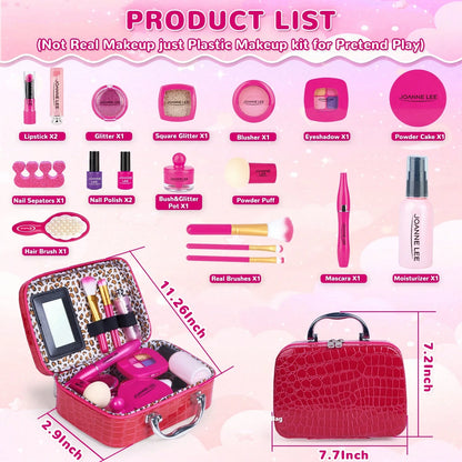 Pretend Makeup Kit For Girls, Kids Pretend Play Makeup Set- With Cosmetic Bag For Birthday, Toy Makeup Set For Toddler, Little Girls Age 3+ (Not Real Makeup) Christmas Gift