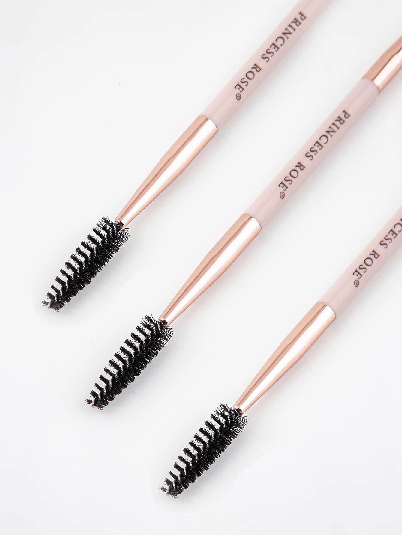 Princess Rose 3pcs Rose Princess Portable Pink Double-Ended Eyebrow Brush, Eyelash Brush, Eye Makeup Brush Set, Soft Bristles With No Skin Irritation, Dual-Ended Design For Convenient Application, Sui