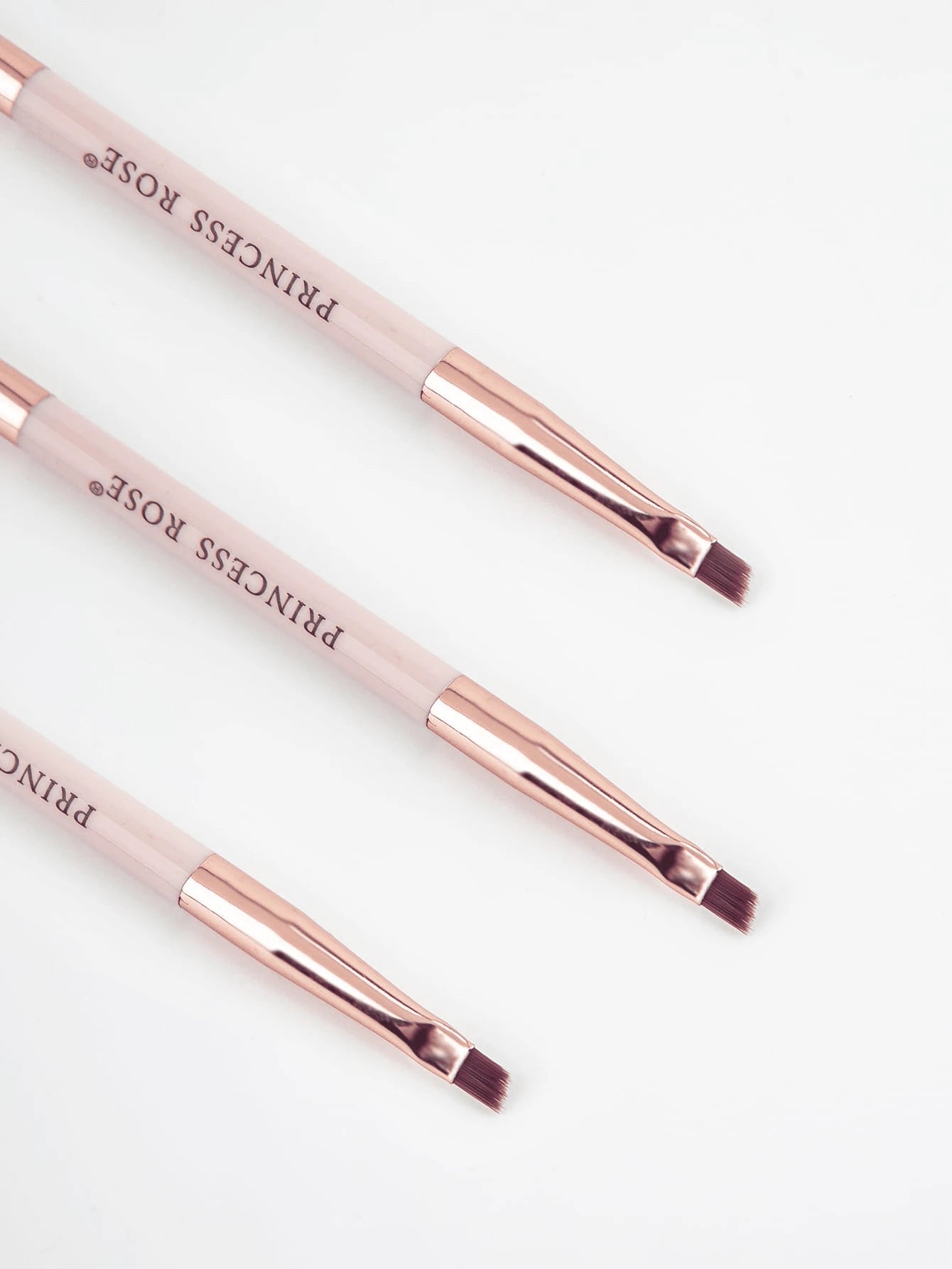 Princess Rose 3pcs Rose Princess Portable Pink Double-Ended Eyebrow Brush, Eyelash Brush, Eye Makeup Brush Set, Soft Bristles With No Skin Irritation, Dual-Ended Design For Convenient Application, Sui