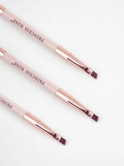 Princess Rose 3pcs Rose Princess Portable Pink Double-Ended Eyebrow Brush, Eyelash Brush, Eye Makeup Brush Set, Soft Bristles With No Skin Irritation, Dual-Ended Design For Convenient Application, Sui