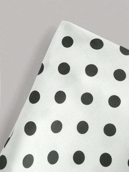 Privé Polka Dot Satin Long Skirt, Minimalist & Fashionable, Suitable For Summer