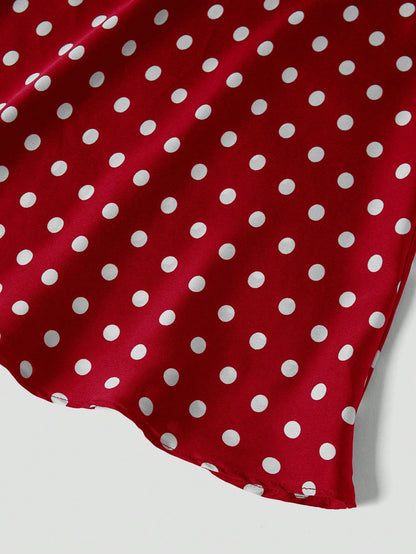 Privé Women's Elegant Polka Dot Satin Skirt For Commuter