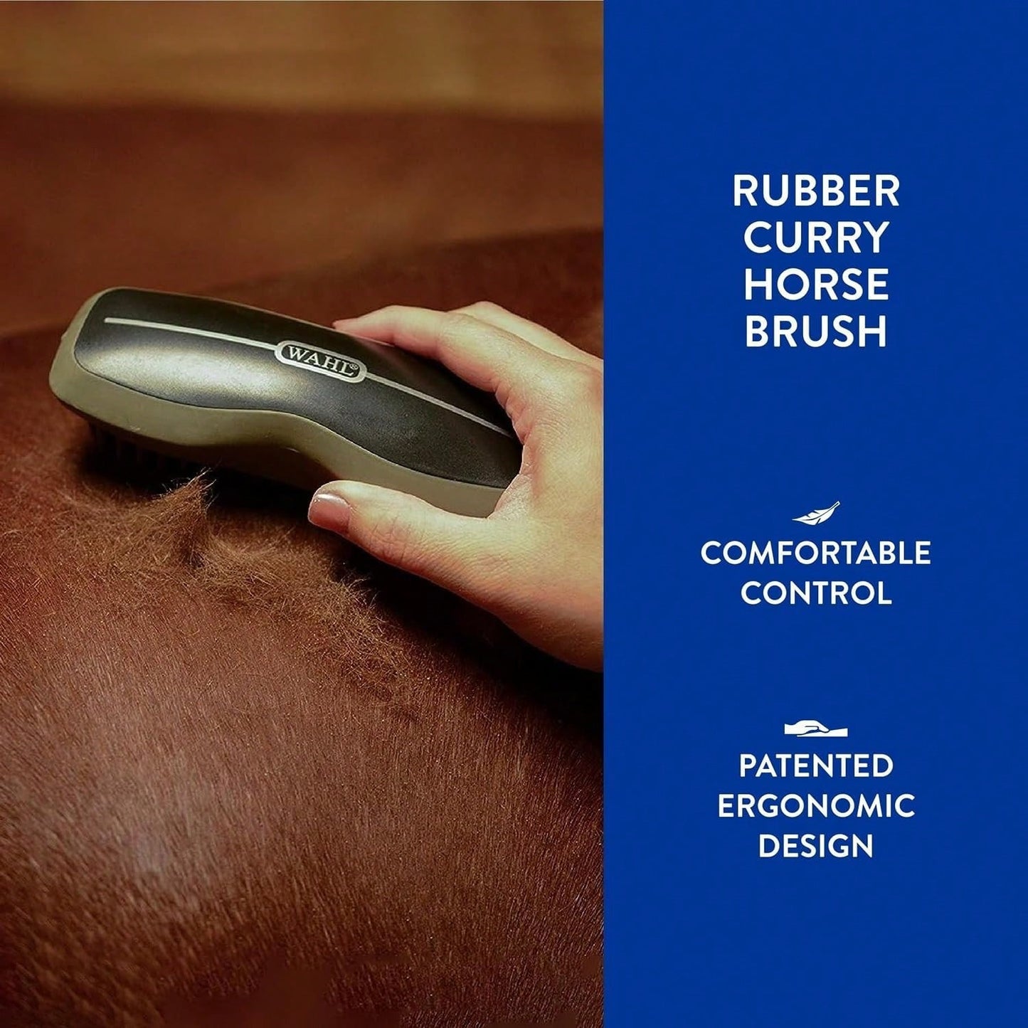 Professional Animal Ergonomic Horse Grooming Rubber Curry Brush (#858712)- Black, Hair Type: All, For Equestrians
