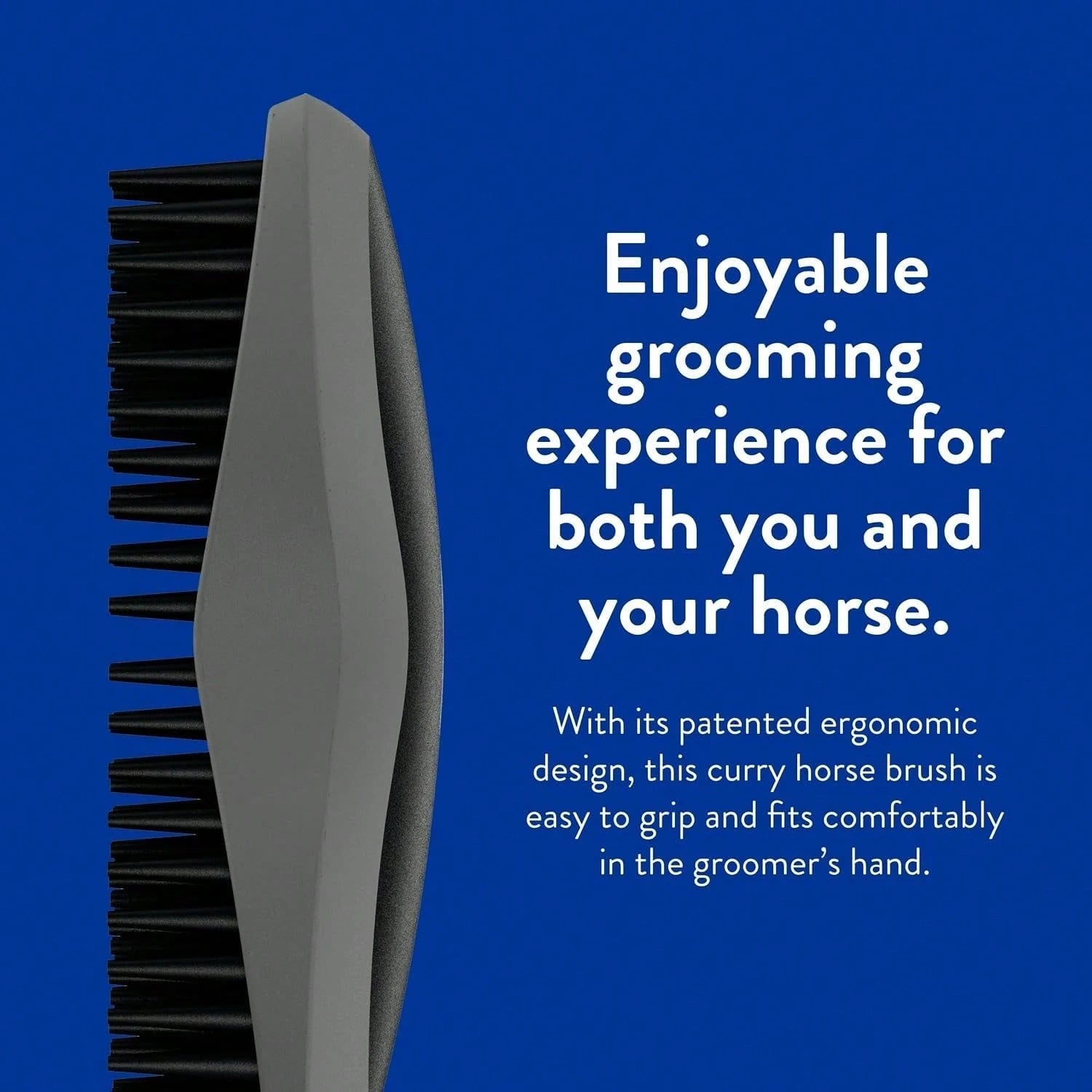 Professional Animal Ergonomic Horse Grooming Rubber Curry Brush (#858712)- Black, Hair Type: All, For Equestrians