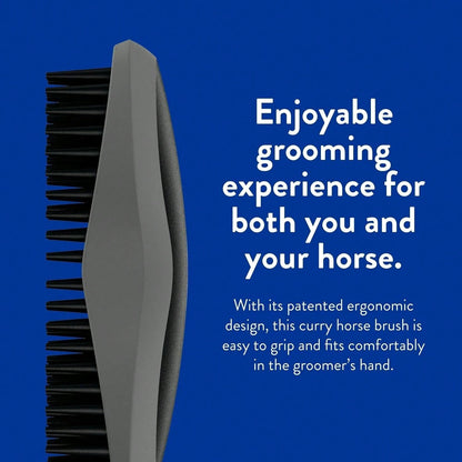Professional Animal Ergonomic Horse Grooming Rubber Curry Brush (#858712)- Black, Hair Type: All, For Equestrians