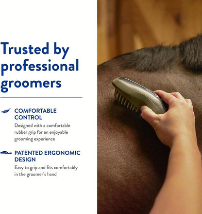 Professional Animal Ergonomic Horse Grooming Rubber Curry Brush (#858712)- Black, Hair Type: All, For Equestrians