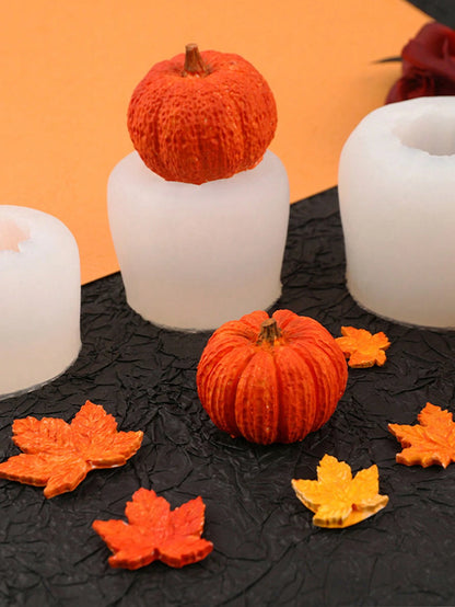 Pumpkin Candle Holder Making Silicone Molds, Maple Leaf Silicone Molds, 3D Pumpkin Silicone Molds For Epoxy Resin Casting Thanksgiving DIY Art Gifts Home Decor