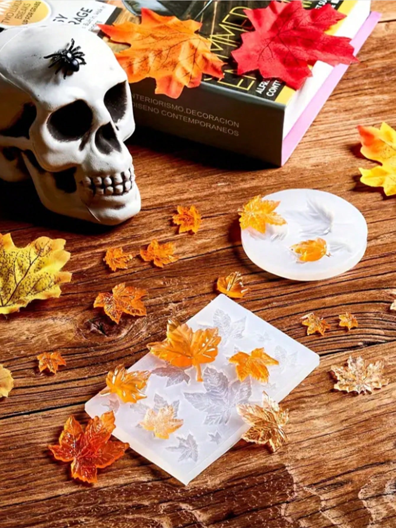 Pumpkin Candle Holder Making Silicone Molds, Maple Leaf Silicone Molds, 3D Pumpkin Silicone Molds For Epoxy Resin Casting Thanksgiving DIY Art Gifts Home Decor