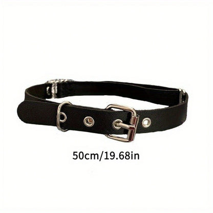 Punk Black Leather Thigh Garter, Adjustable Buckle Rivet Leg Harness For Summer Graduation Cosplay Goth Streetwear, Rebellious Avant-Garde Accessory