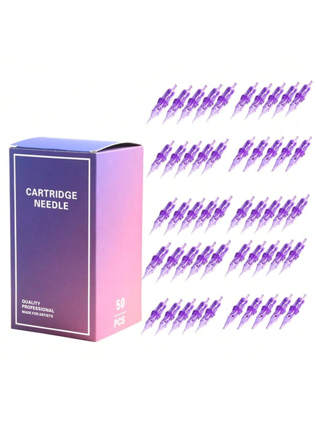 Purple Tattoo Cartridges 50pcs/Box RL RS RM M1 Size Professional Disposable Purple Needle Permanent Eyebrow Lip Makeup Needles For Tattoo Machine Pen