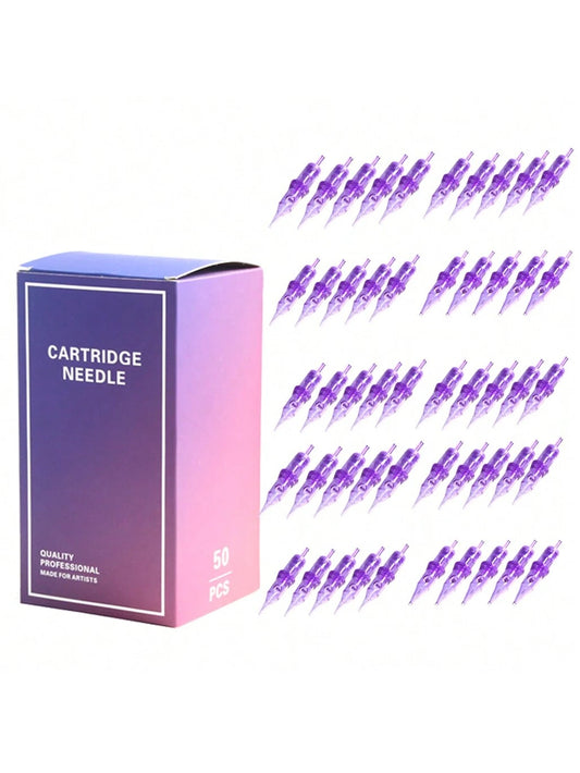 Purple Tattoo Cartridges 50pcs/Box RL RS RM M1 Size Professional Disposable Purple Needle Permanent Eyebrow Lip Makeup Needles For Tattoo Machine Pen