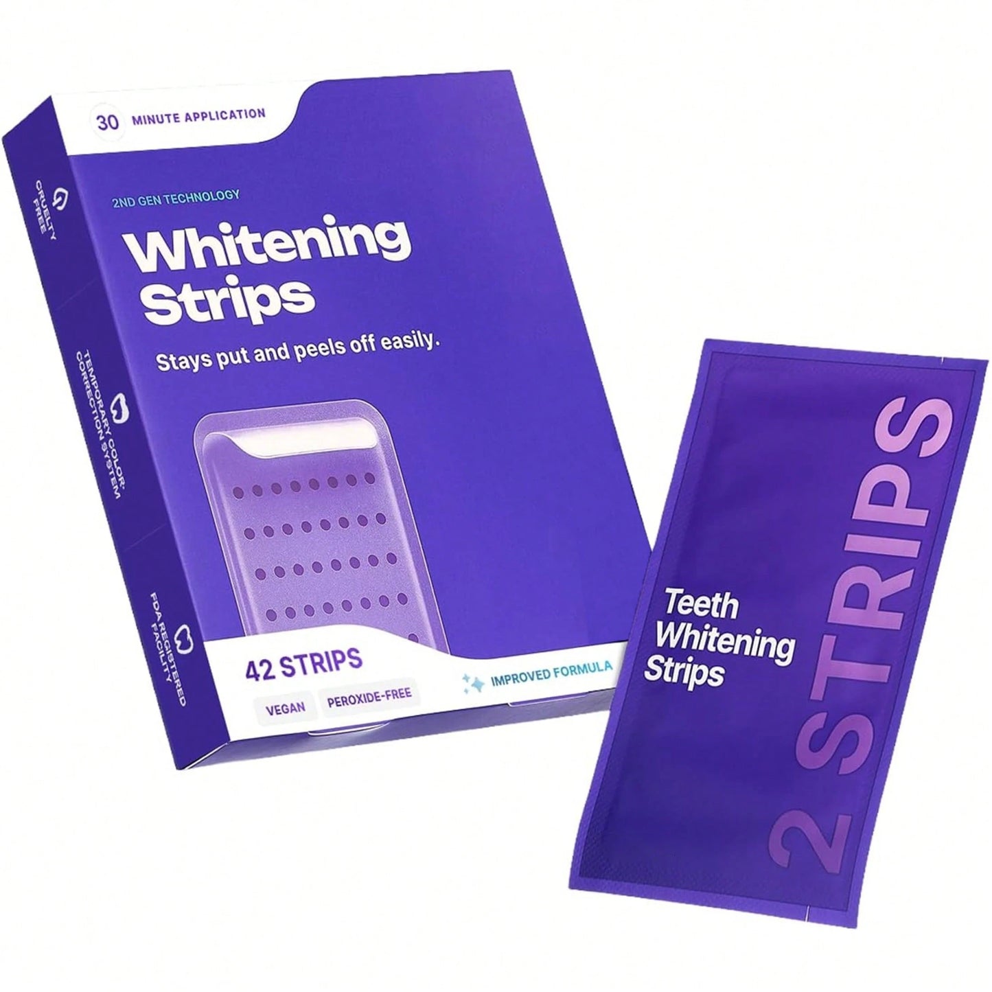 Purple Teeth Whitening Strips 21 Treatments- Safety For Enamel- Non Sensitive Teeth Whitening- Whitening Without Any Harm- Pack Of 42 Strips