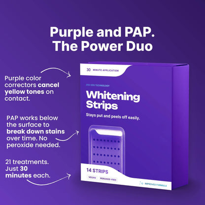 Purple Teeth Whitening Strips 21 Treatments- Safety For Enamel- Non Sensitive Teeth Whitening- Whitening Without Any Harm- Pack Of 42 Strips