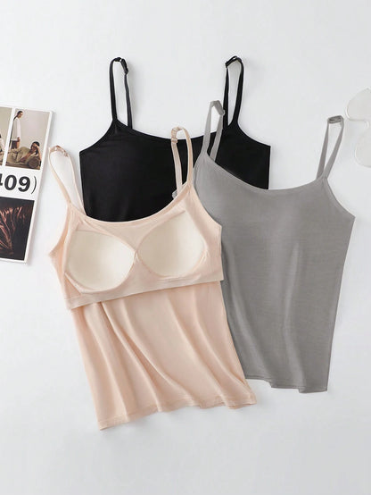 Qadelle Women's Solid Color Simple Daily Tank Top