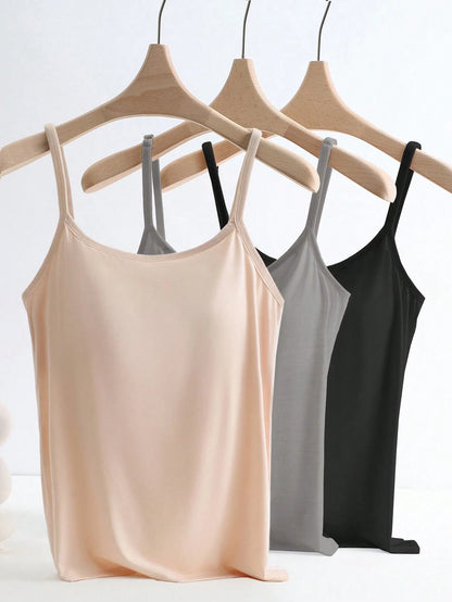 Qadelle Women's Solid Color Simple Daily Tank Top