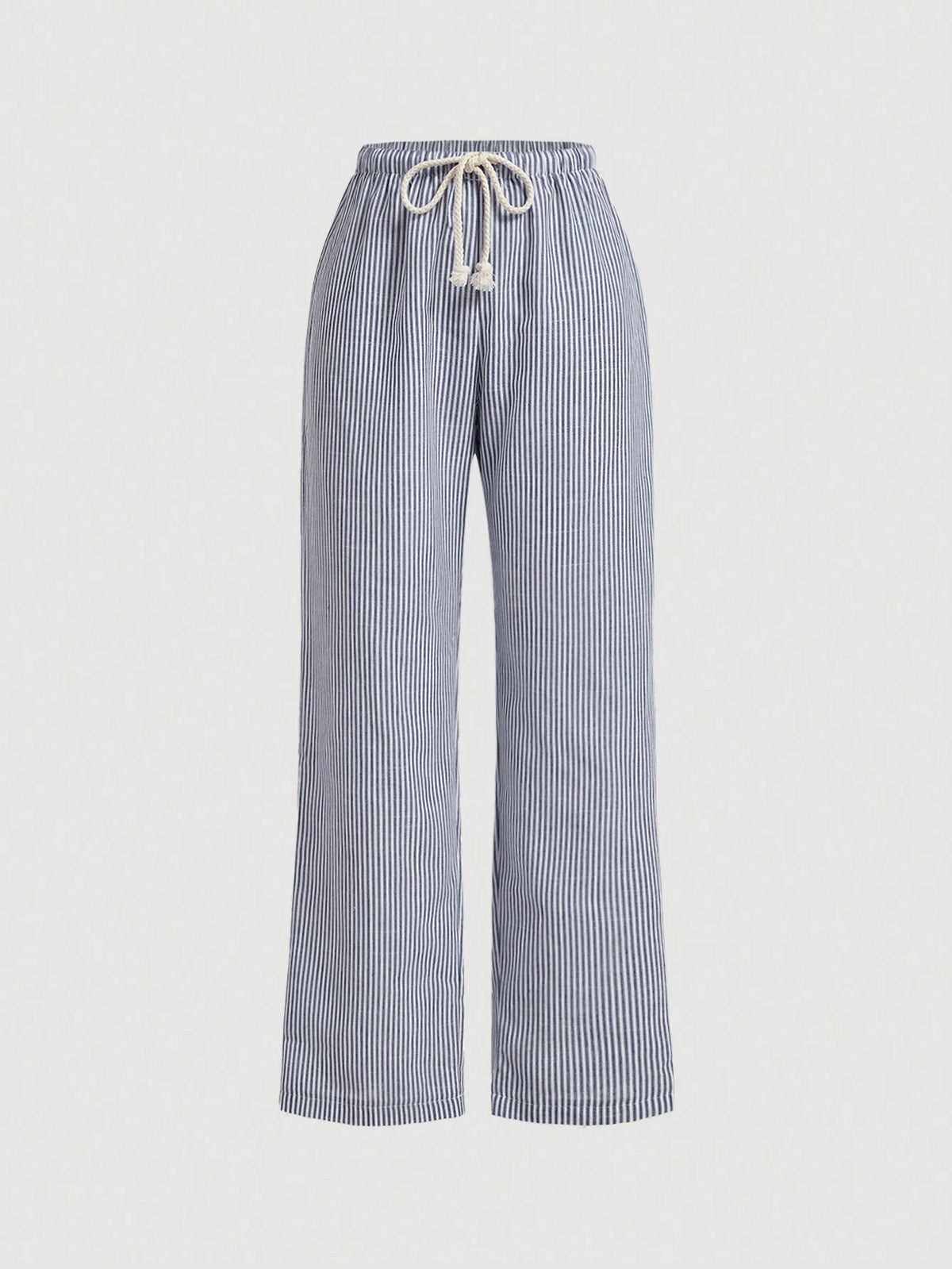 Qutie Casual Striped Wide Leg Pants With Drawstring Waist
