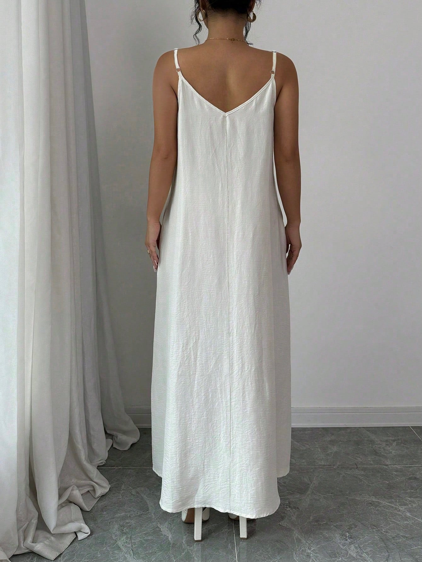 Rafferiza 1pc Women Casual Adjustable Strap Loose A-Line Mid-Length Dress Maxi Women Outfit