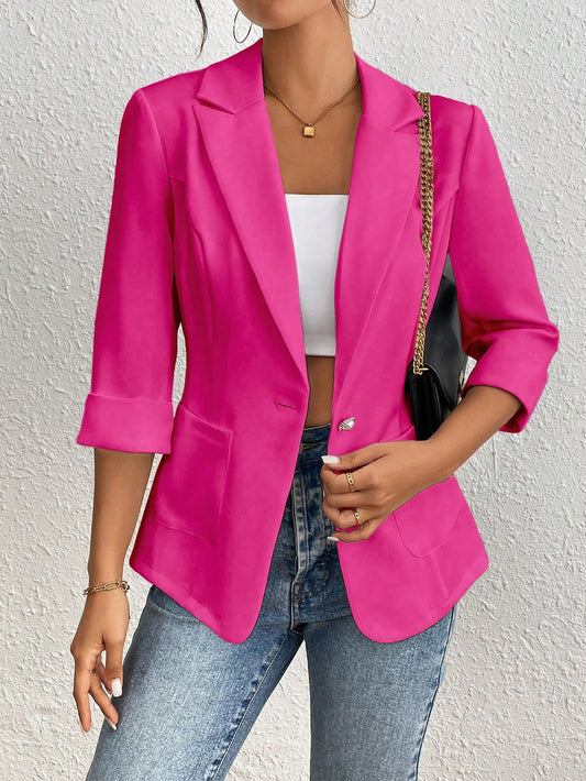 Rafferiza Solid Color Basic Suit Blazer For Casual And Commute, Spring/Summer