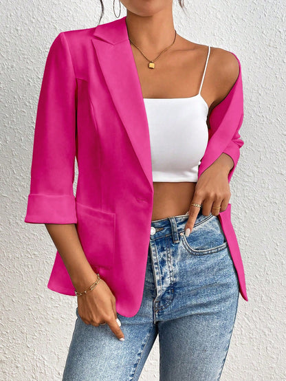 Rafferiza Solid Color Basic Suit Blazer For Casual And Commute, Spring/Summer