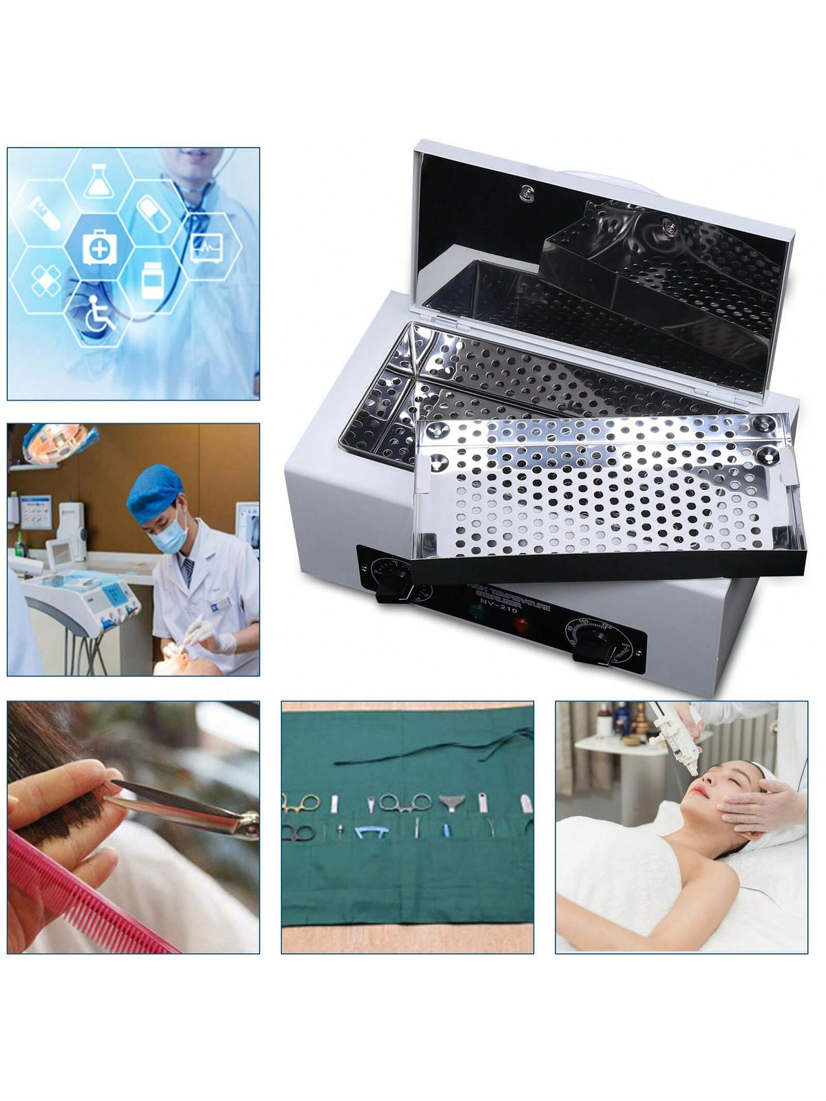 Rainaut 110V 300W Dry Heat Sterilizer Cabinet Autoclave Magnifier Tattoo Disinfect Salon Machine High-Temperature Disinfection Box, Metal Cleaning Box, Sterilizer Box 31*20.5*17.5cm/12.2*8.07*6.89in