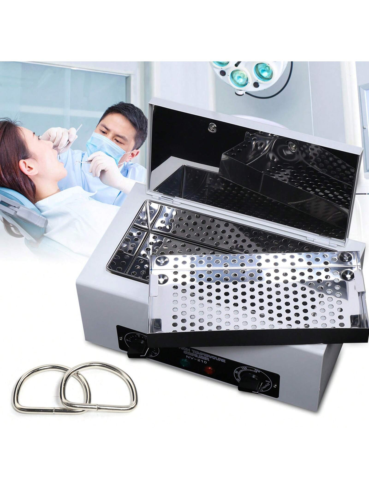 Rainaut 110V 300W Dry Heat Sterilizer Cabinet Autoclave Magnifier Tattoo Disinfect Salon Machine High-Temperature Disinfection Box, Metal Cleaning Box, Sterilizer Box 31*20.5*17.5cm/12.2*8.07*6.89in