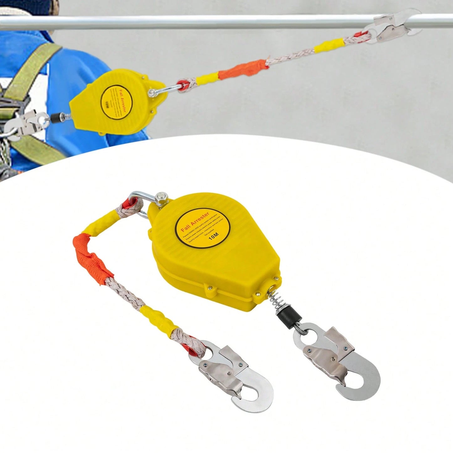 Rainaut Retractable Safety Line, 330 Lb Fall Protection Rope, Fall Protection Equipment With Retractable Safety Harness For Working At Heights, Engineering And Construction, 33 Feet (10 M) Fall Arrest