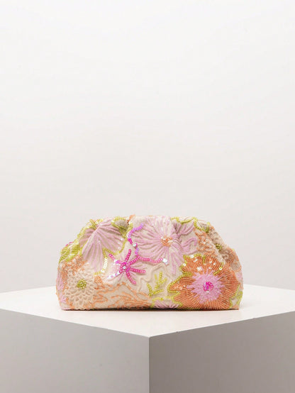 (Random Pattern) Women's Clutch Bag, Floral Pattern, Embroidered Bag, Pleated Bag, Party/Evening Wear, Party Accessories, Bride, Wedding Items, Anniversary Gift