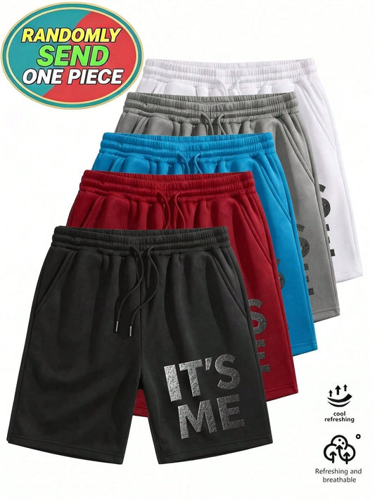 Randomly Sends 1 Pcs| 200gsm Men Polyester Shorts With IT'S ME Graphic Print- Shorts For Men, Joggers For Men, Y2K Aesthetic, Unisex
