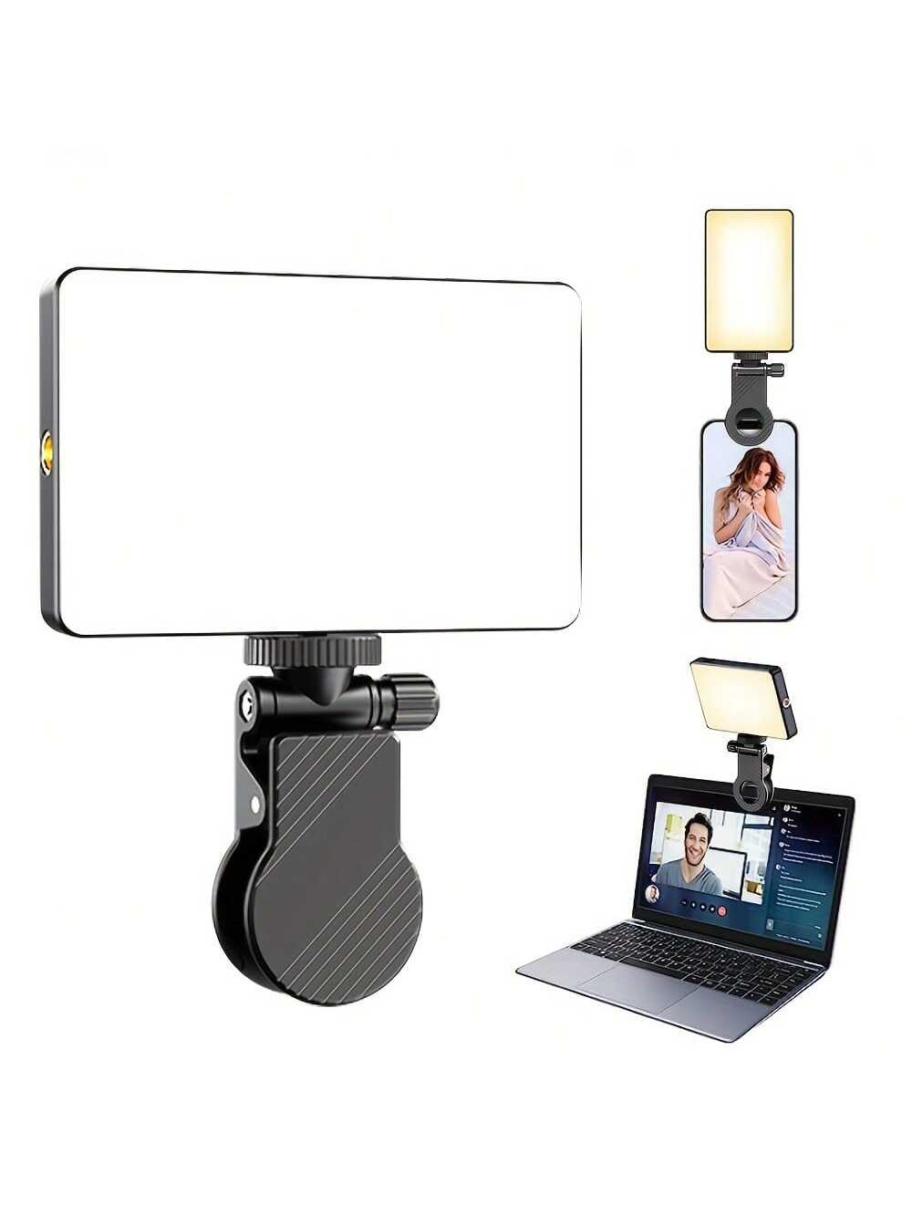 Rechargeable Selfie Light, Phone Fill Light With Clip, Portable And Detachable Clip On Video Light For Selfie, Makeup, Live Streaming Compatible With Iphone Android IPad Smartphone LED Light Portable