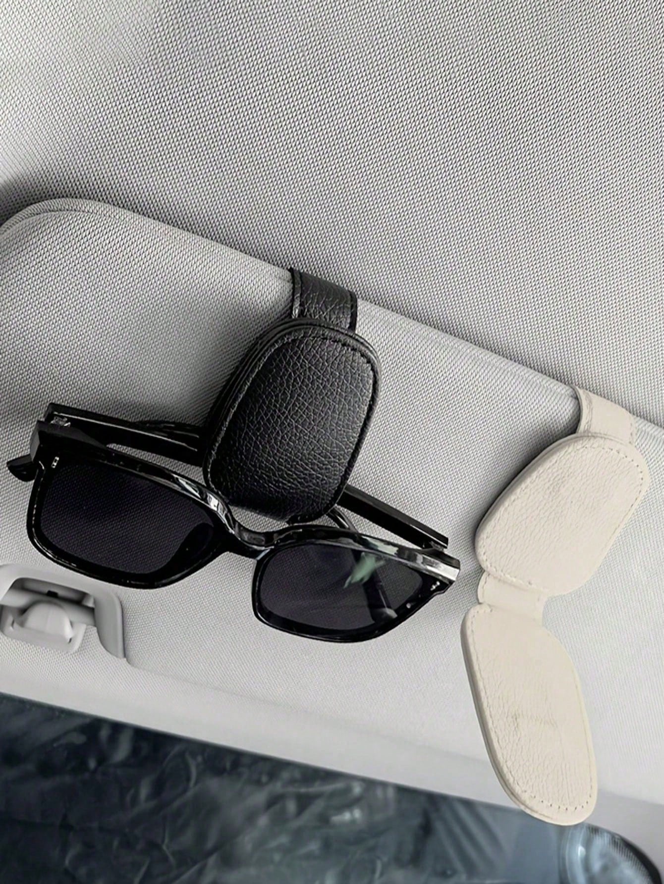 Red Microfiber Leather Car Glasses Clip