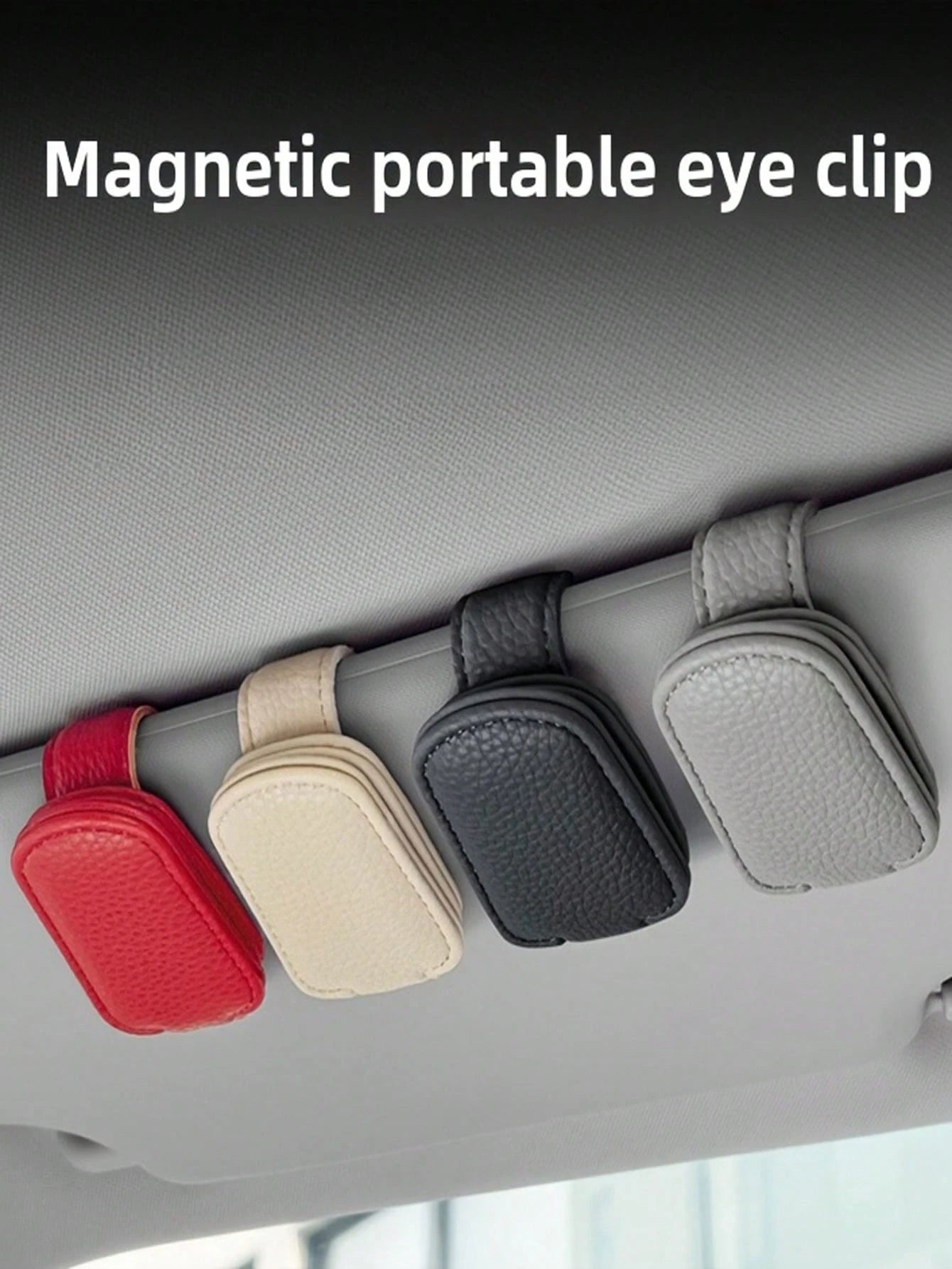 Red Microfiber Leather Car Glasses Clip