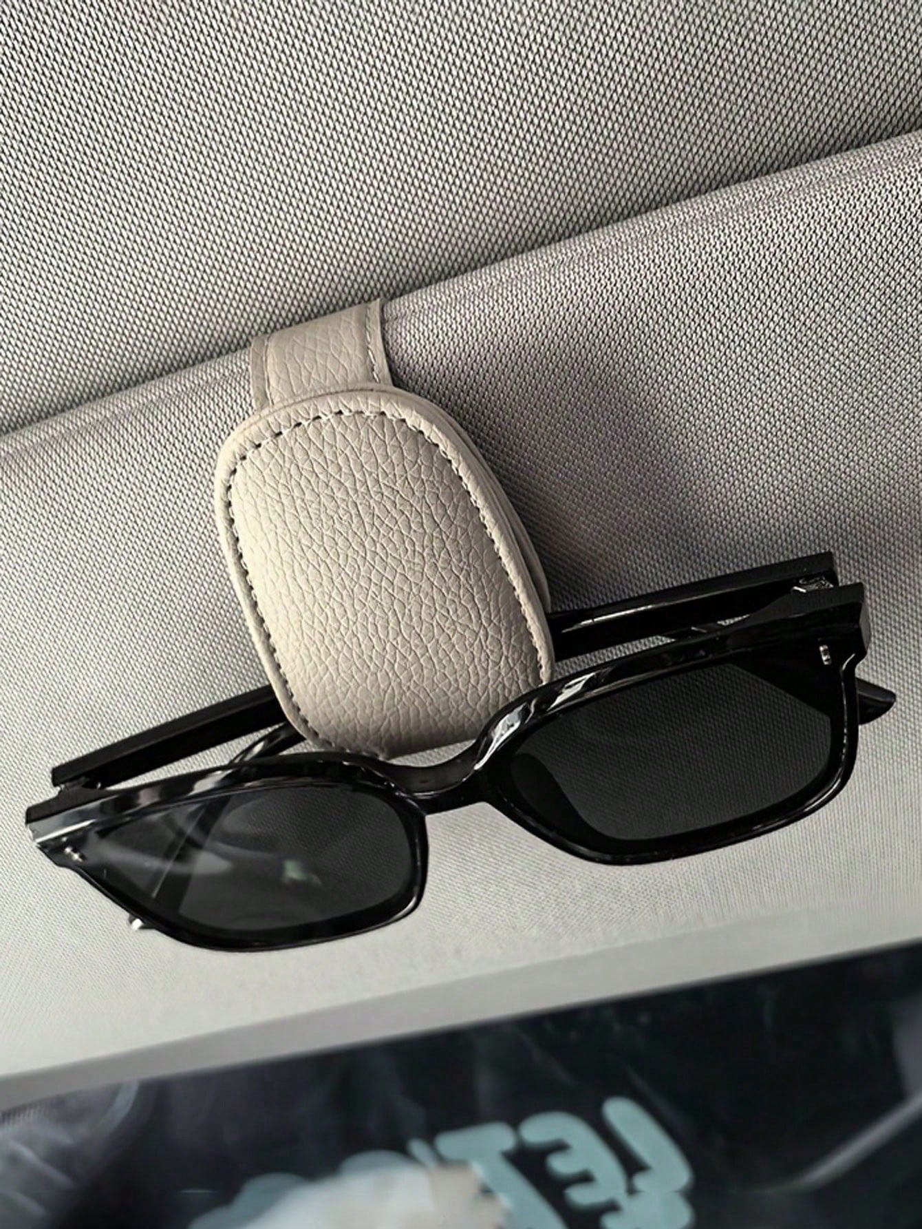 Red Microfiber Leather Car Glasses Clip