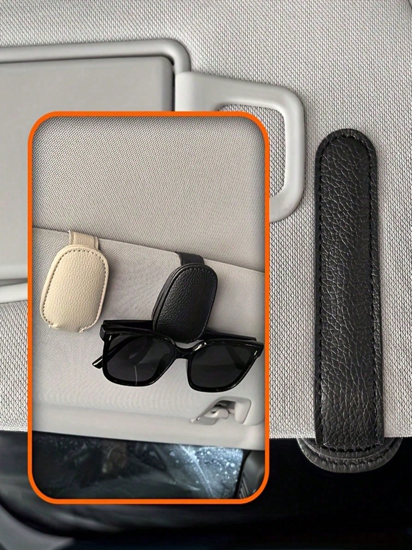 Red Microfiber Leather Car Glasses Clip