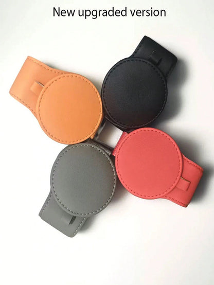 Red Microfiber Leather Car Glasses Clip
