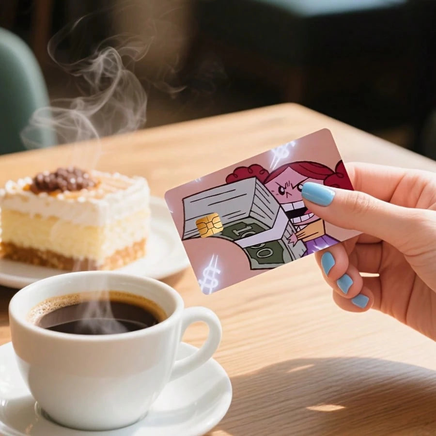 Redhead Girl Funny Waterproof Sticker, Credit Card Skin Cover Waterproof Sticker, Ultra-Thin, High-Quality, Scratch-Resistant, Suitable For Credit Cards, Bank Cards, Bus Cards, Removable Self-Adhesive